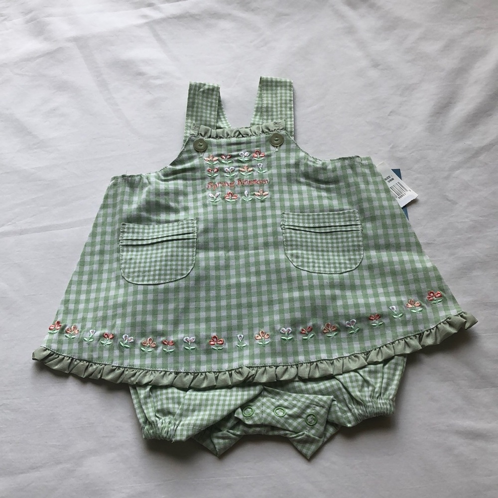 Green plaid onesie